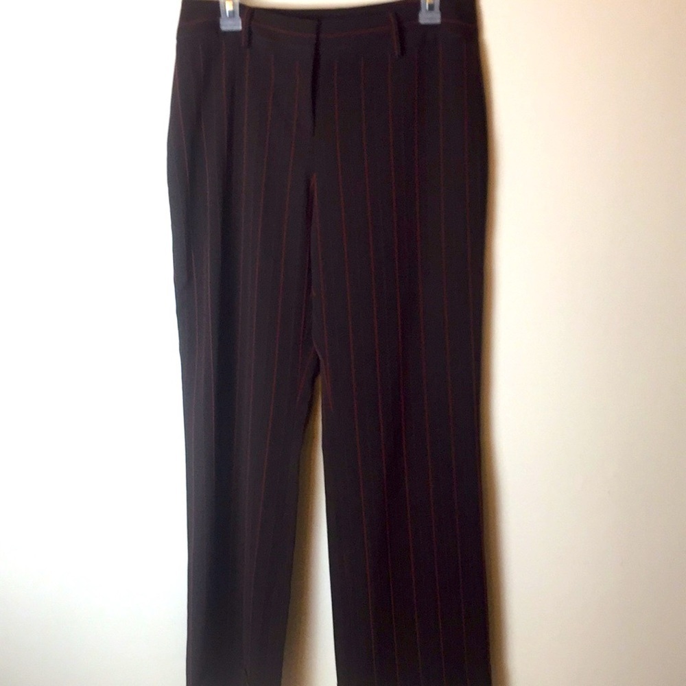 🌸 Cato brown pants with red stripes. Size 8.